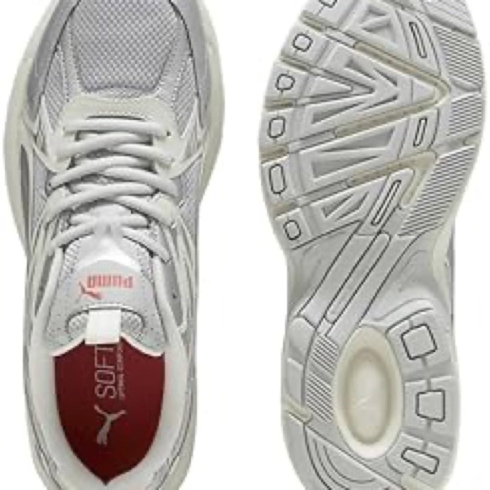 Puma Silver and White Athletic Shoes with Chunky Design and Cushioned Sole - Picture 3 of 7